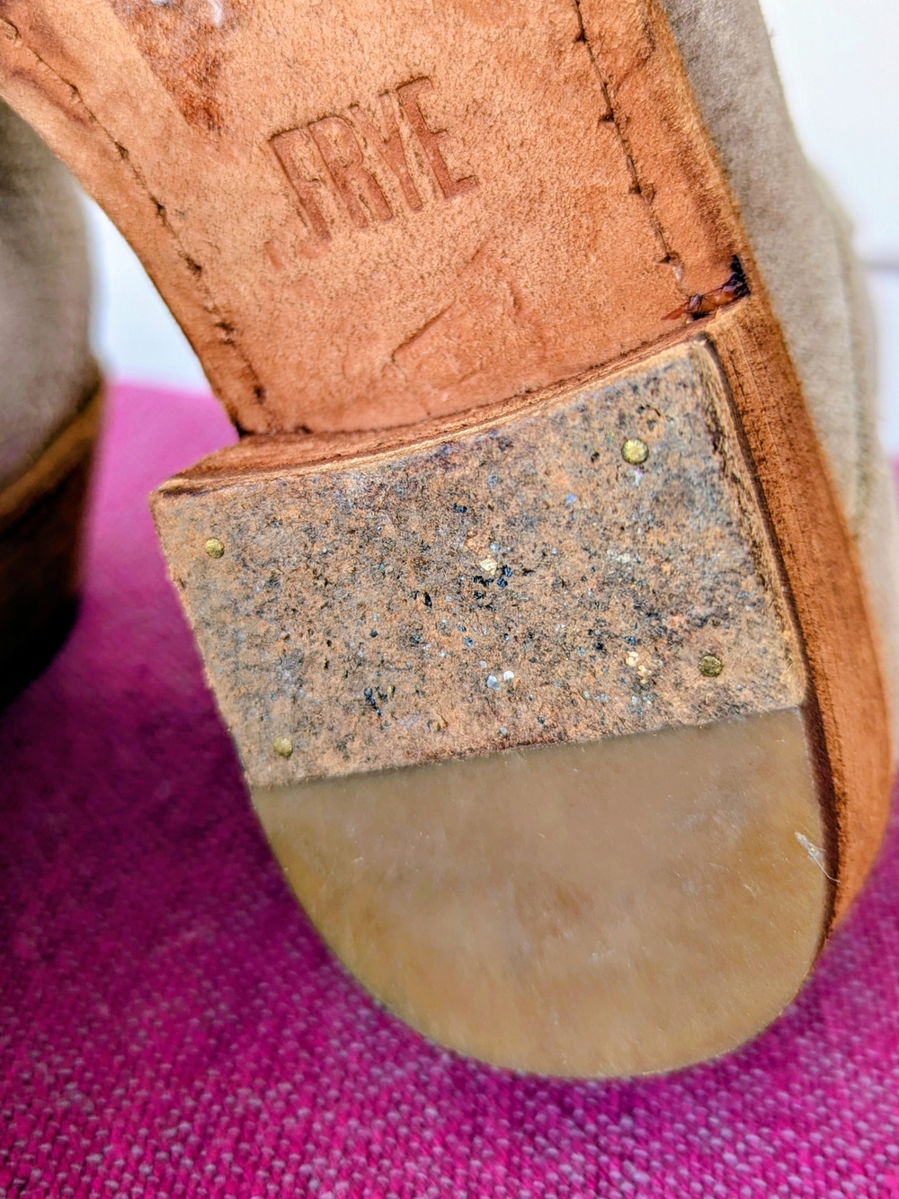 FRYE AND CO. Suede Ankle Booties in Light Taupe - Picture 6 of 7
